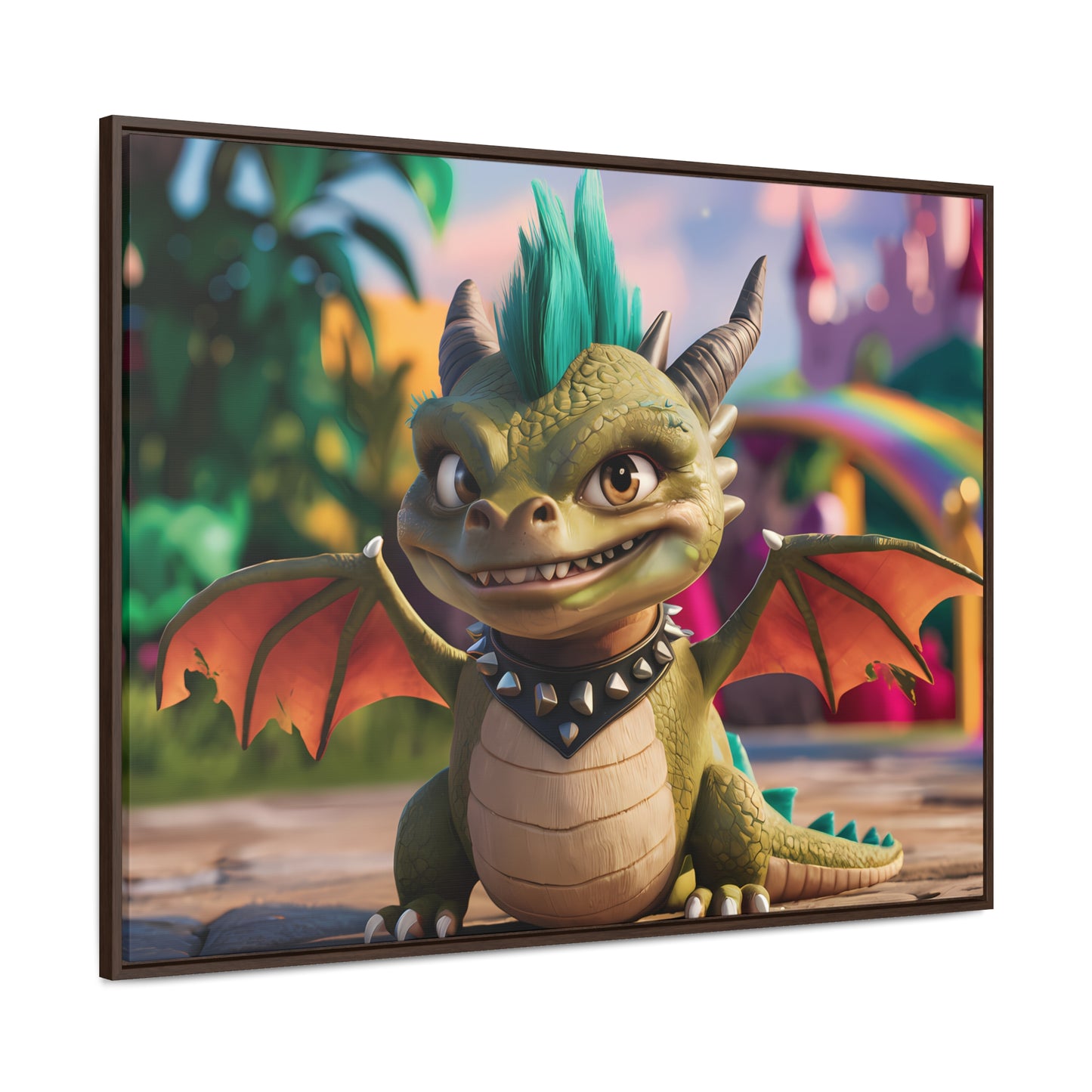 "Spike the Mischievous Baby Dragon" - Gallery Canvas Wraps, Horizontal Frame