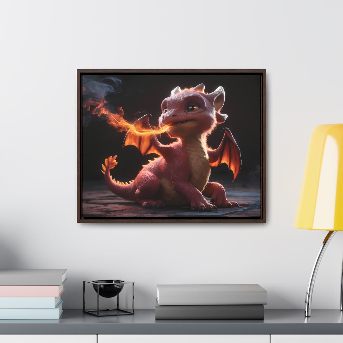 "Baby Dragon's First Flame" - Gallery Canvas Wraps, Horizontal Frame