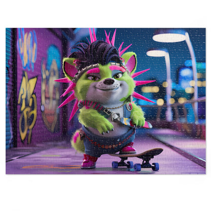 Neon Punk Skater in the City - Jigsaw Puzzle (30, 110, 252, 500,1000-Piece)