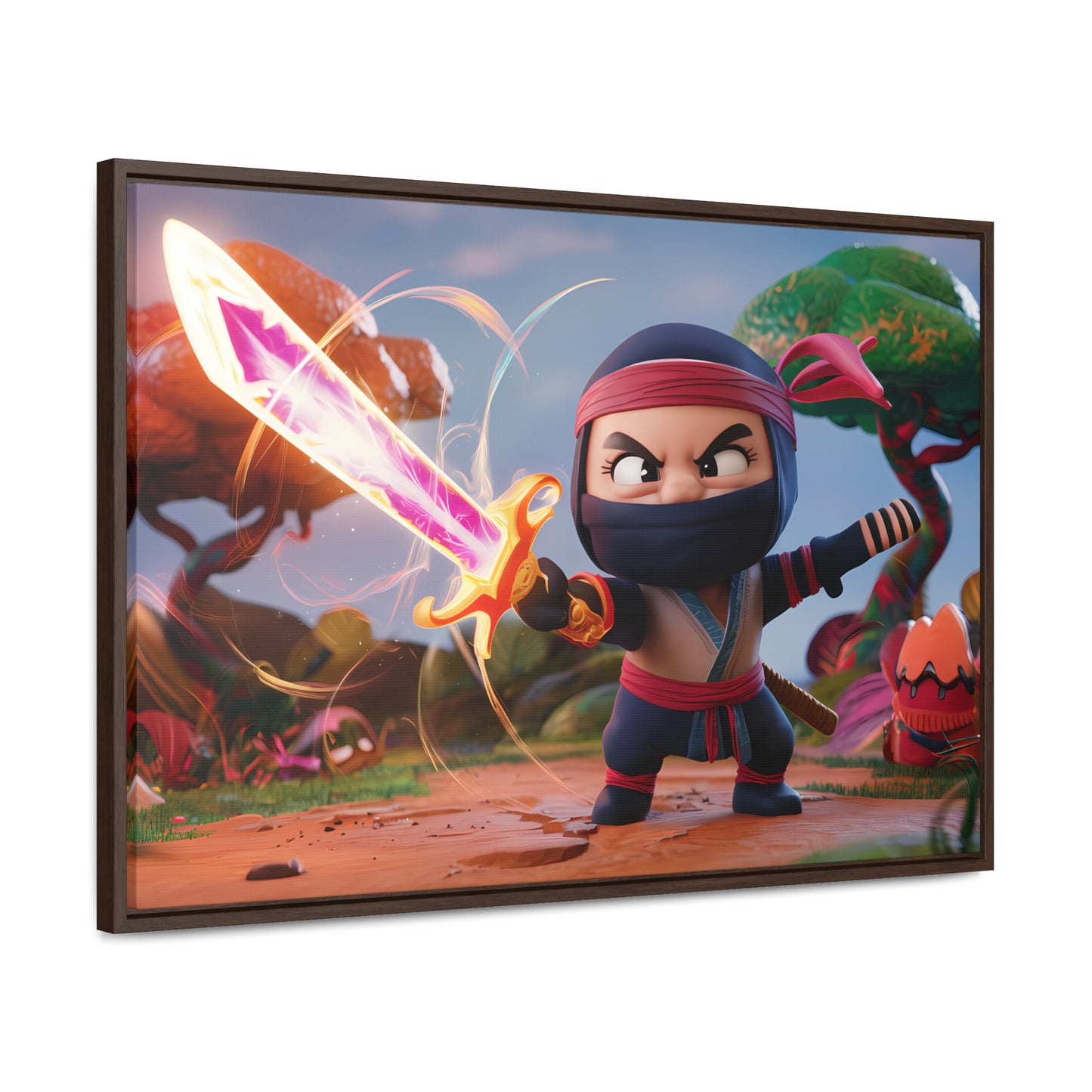 Ninja's Radiant Blade Adventure - Gallery Canvas Wraps, Horizontal Frame