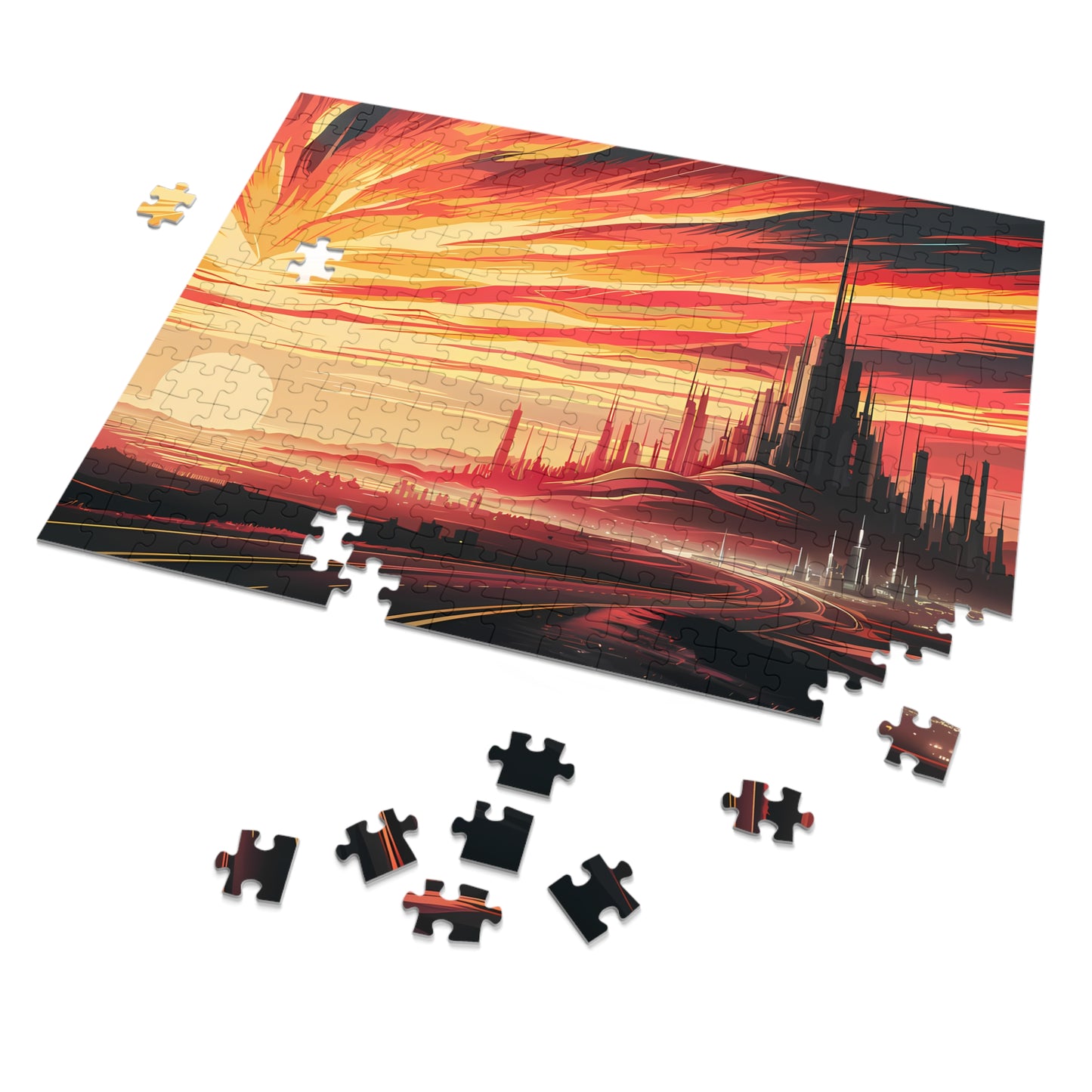 Crimson Horizon: City of the Future - Jigsaw Puzzle (30, 110, 252, 500,1000-Piece)