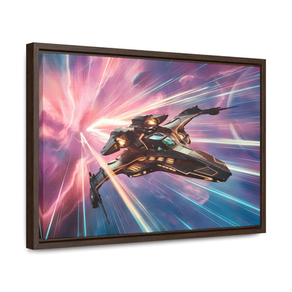 "Starship Through the Cosmic Rift" - Gallery Canvas Wraps, Horizontal Frame