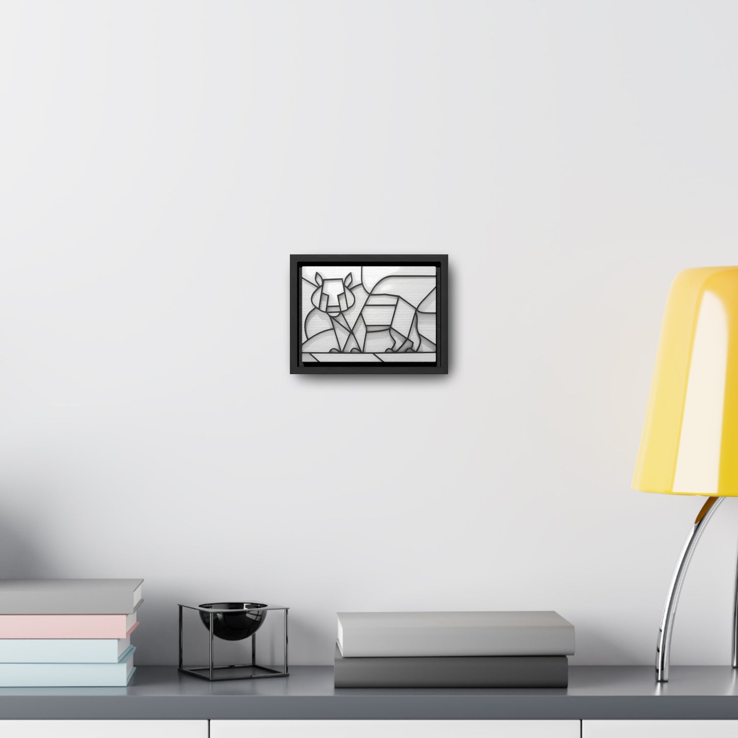 Geometric Rhino in Monochrome - Gallery Canvas Wraps, Horizontal Frame