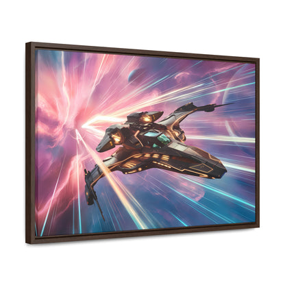 "Starship Through the Cosmic Rift" - Gallery Canvas Wraps, Horizontal Frame