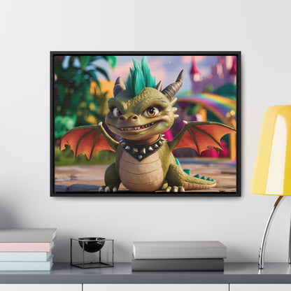 "Spike the Mischievous Baby Dragon" - Gallery Canvas Wraps, Horizontal Frame