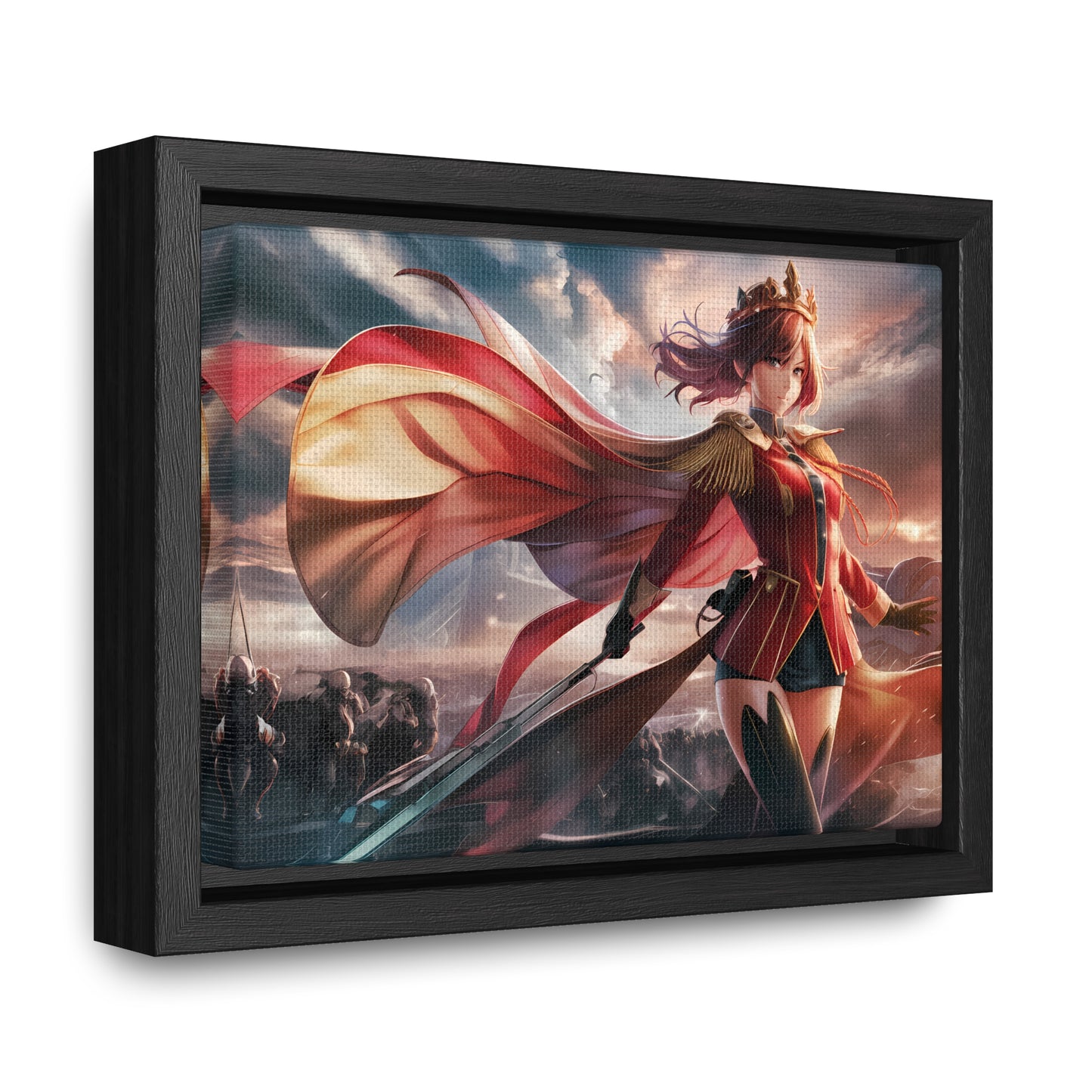 "Crimson Empress: Battle's Edge" - Gallery Canvas Wraps, Horizontal Frame