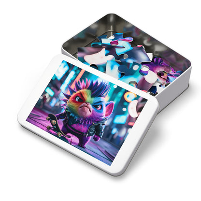 Punk Rock Skater Feline in Neon City - Jigsaw Puzzle (30, 110, 252, 500,1000-Piece)