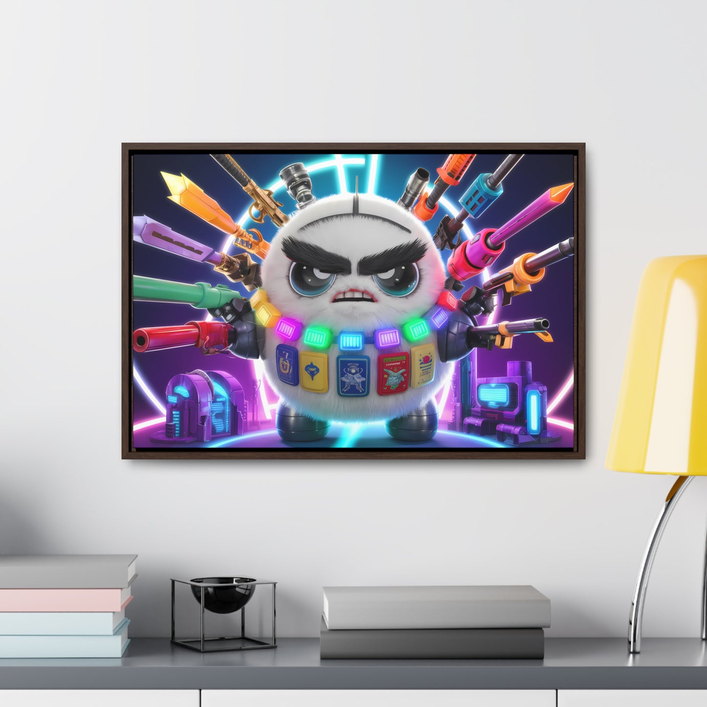 Battle-Ready Fluffbot: The Ultimate Arsenal - Gallery Canvas Wraps, Horizontal Frame