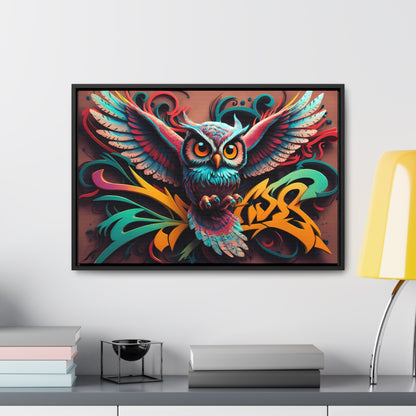 Vibrant Owl Symphony - Gallery Canvas Wraps, Horizontal Frame