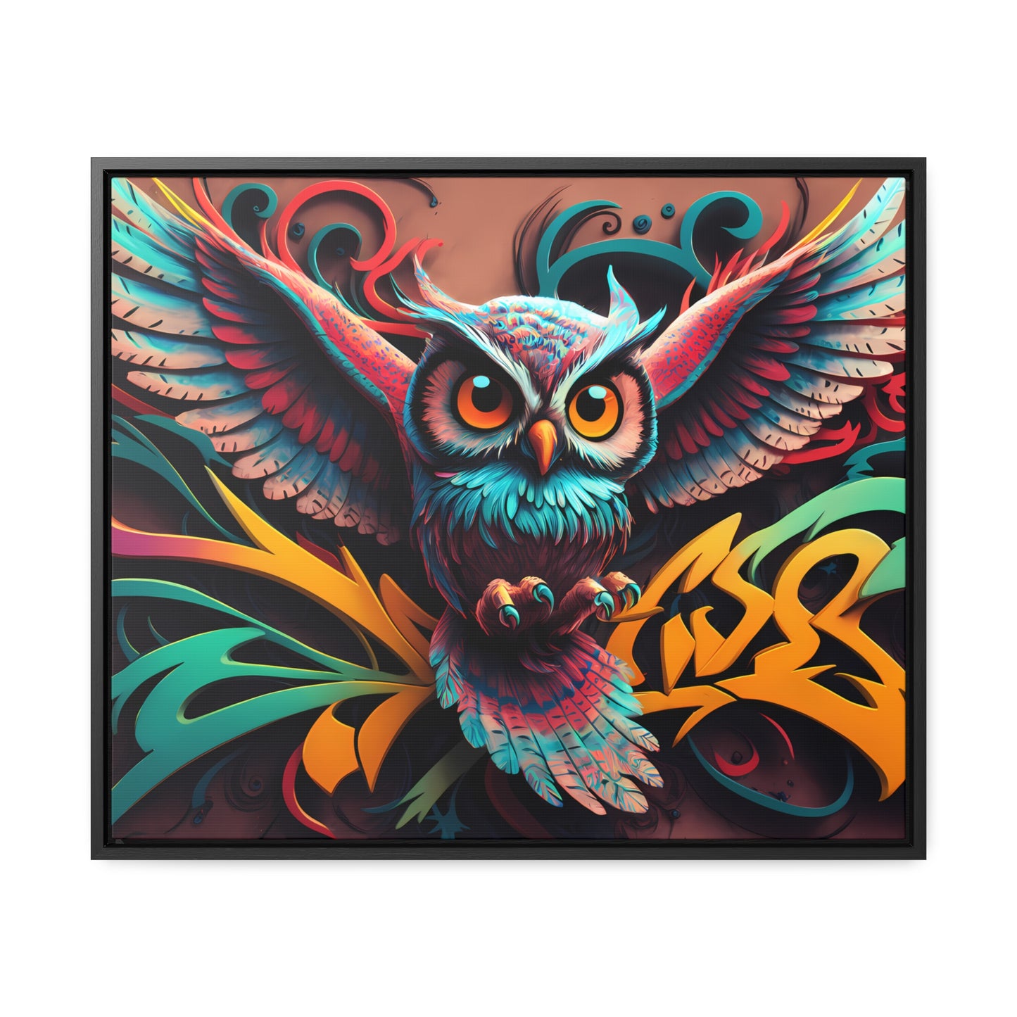 Vibrant Owl Symphony - Gallery Canvas Wraps, Horizontal Frame