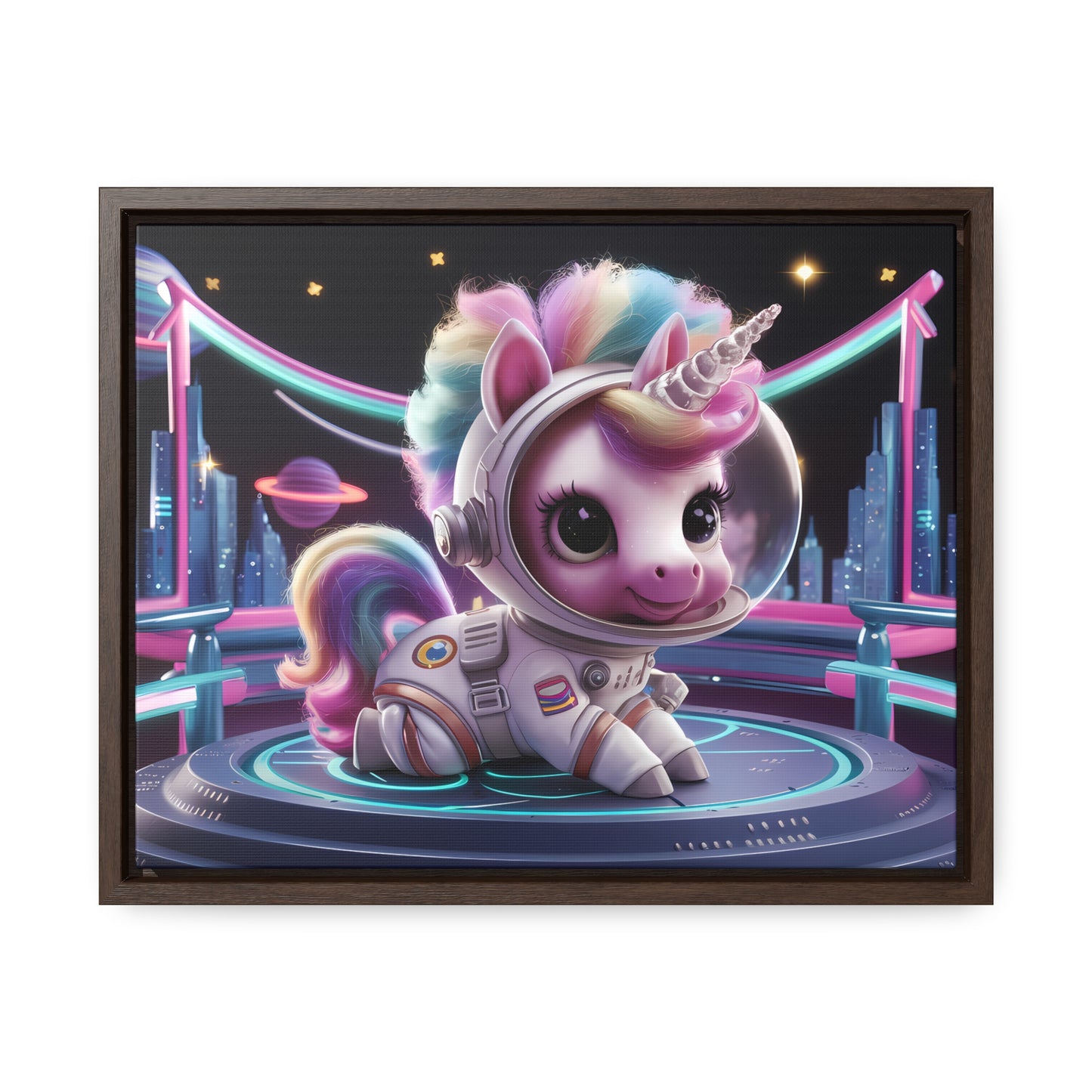 "Galactic Unicorn Explorer" - Gallery Canvas Wraps, Horizontal Frame