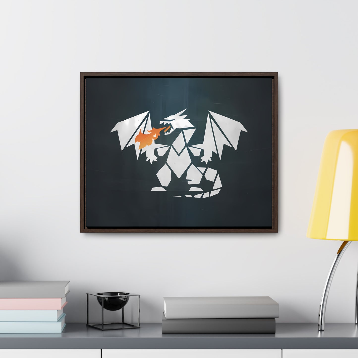 Origami Dragon Flame - Gallery Canvas Wraps, Horizontal Frame