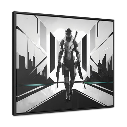 Sentinel of the Neon Metropolis - Gallery Canvas Wraps, Horizontal Frame