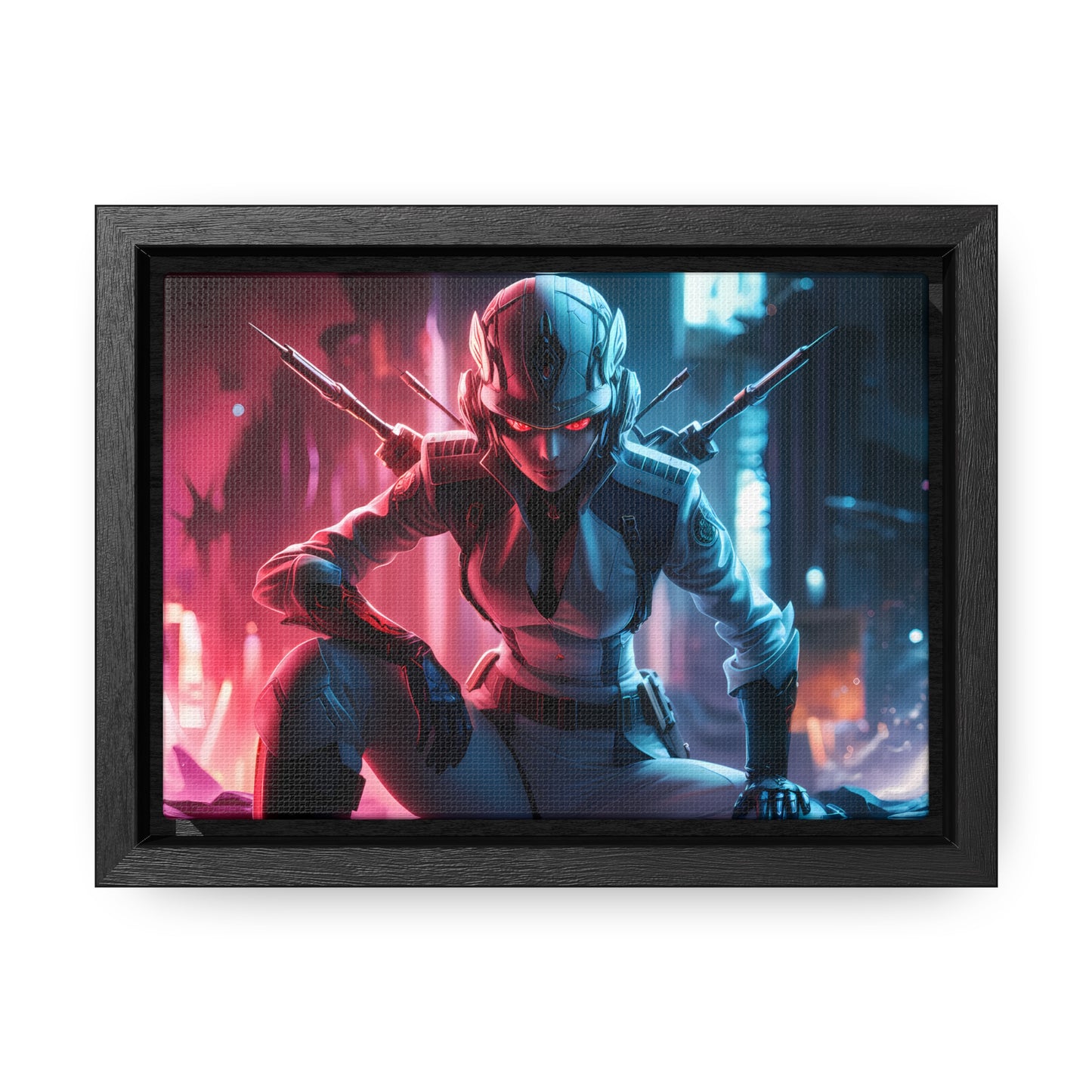 Cybernetic Valkyrie: Neon Enforcer - Gallery Canvas Wraps, Horizontal Frame