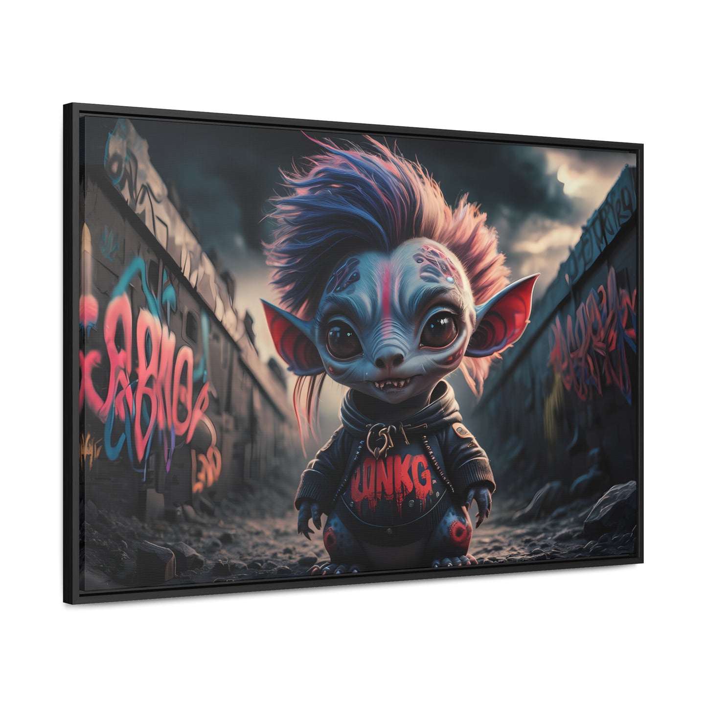 Rebel Gremlin in the Neon Alley - Gallery Canvas Wraps, Horizontal Frame