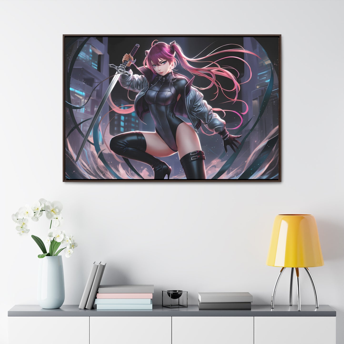 Blade of the Neon Night - Gallery Canvas Wraps, Horizontal Frame