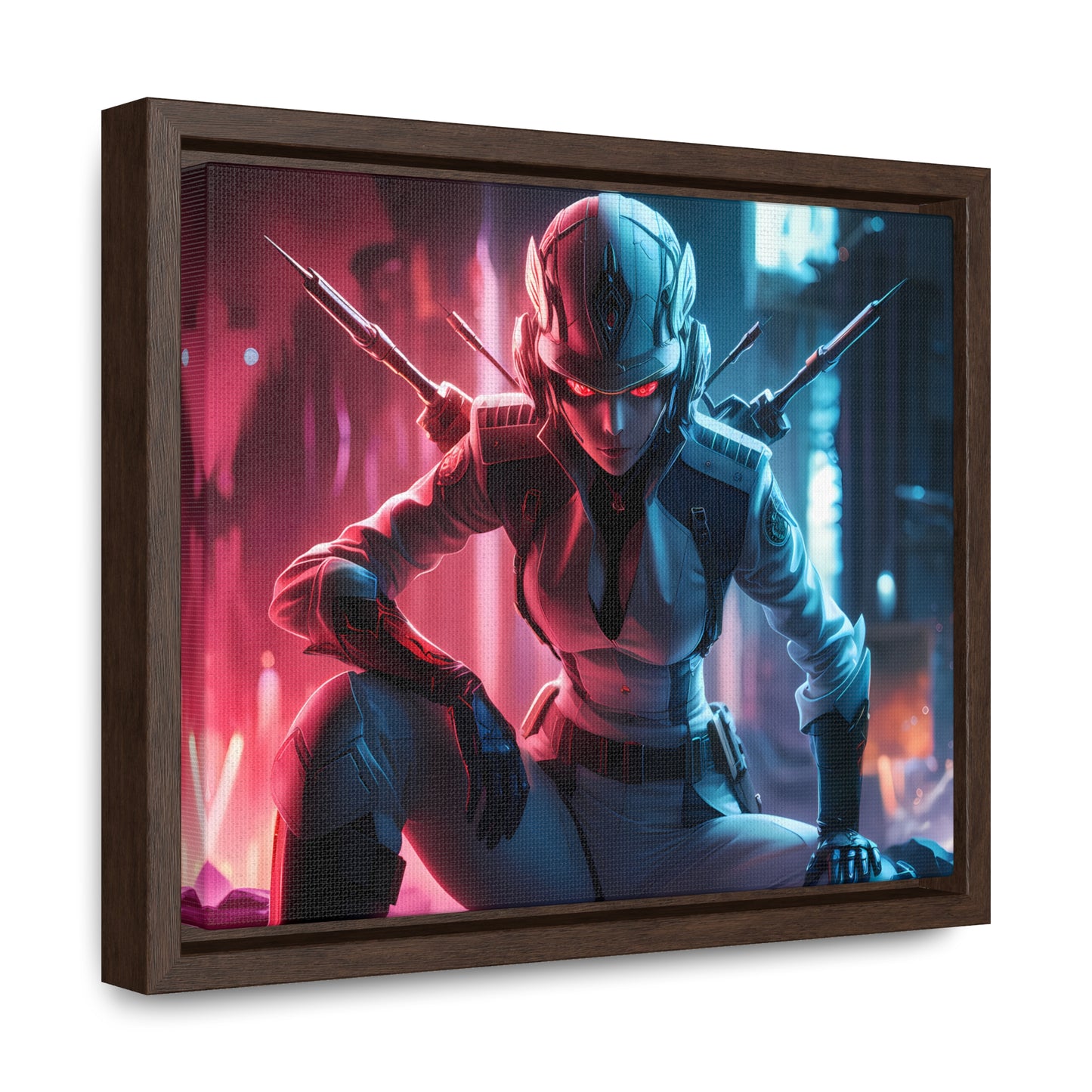 Cybernetic Valkyrie: Neon Enforcer - Gallery Canvas Wraps, Horizontal Frame