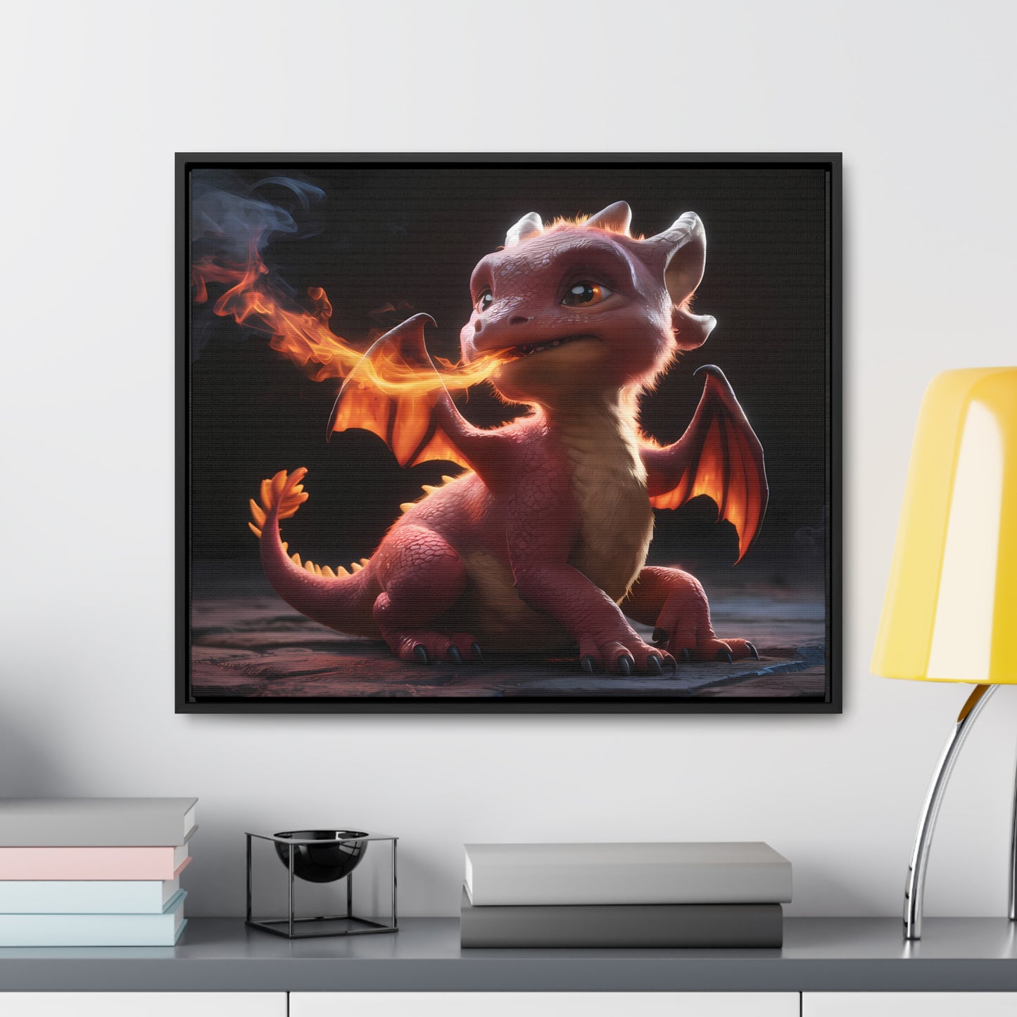 "Baby Dragon's First Flame" - Gallery Canvas Wraps, Horizontal Frame