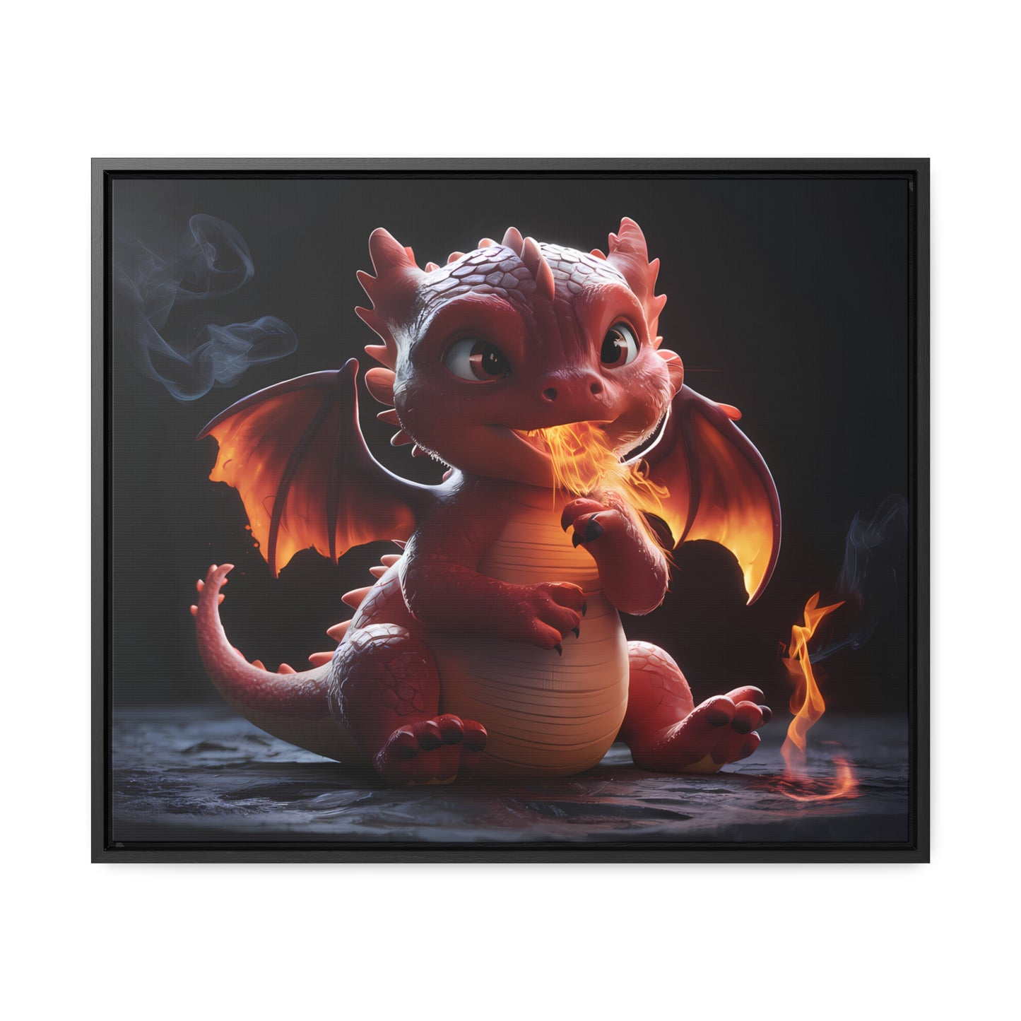 "Baby Dragon's First Flame" - Gallery Canvas Wraps, Horizontal Frame