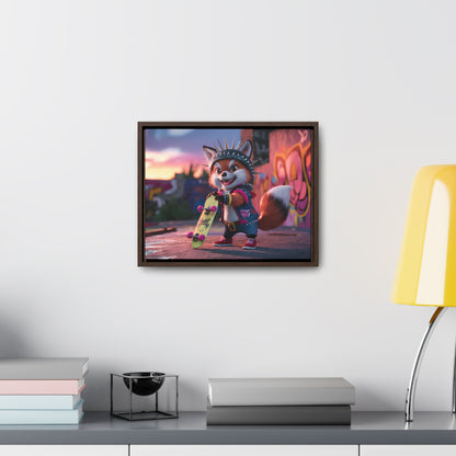 "Punk Skater Fox at Sunset" - Gallery Canvas Wraps, Horizontal Frame