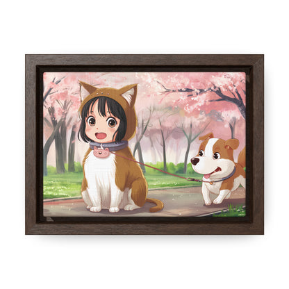 Blossom Walk with My Furry Friends - Gallery Canvas Wraps, Horizontal Frame