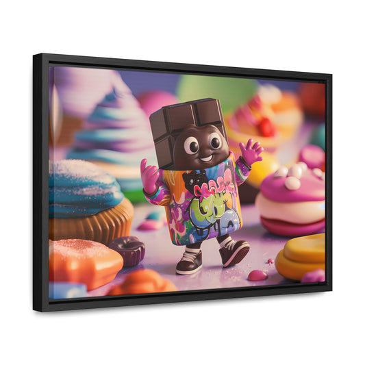 "Choco-Buddy's Sweet Adventure" - Gallery Canvas Wraps, Horizontal Frame