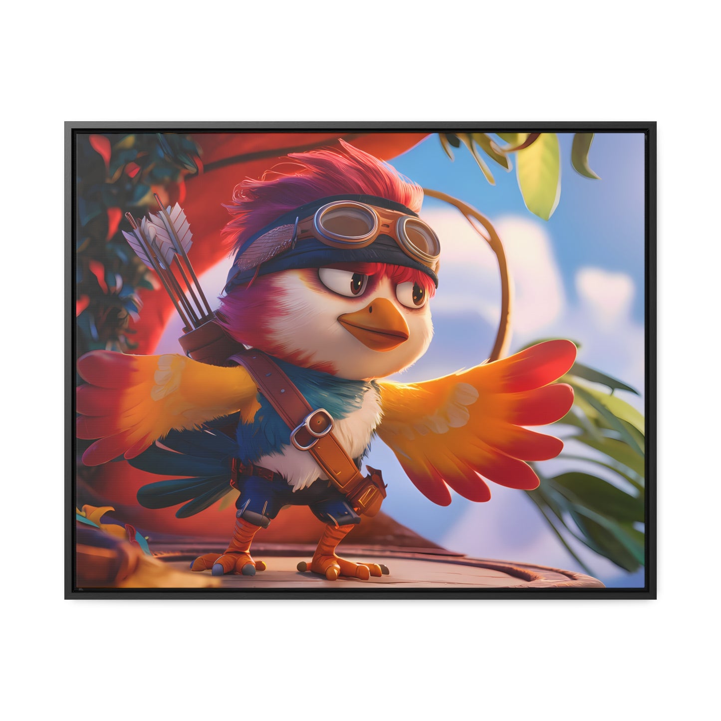 "Feathered Adventurer: The Brave Bird Archer" - Gallery Canvas Wraps, Horizontal Frame