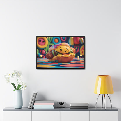 Cheerful Burger Adventure - Gallery Canvas Wraps, Horizontal Frame