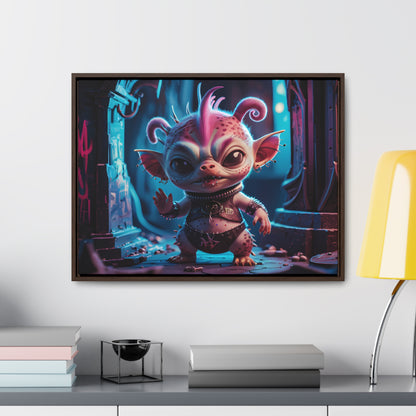 "Punk Goblin in Neon Alley" - Gallery Canvas Wraps, Horizontal Frame