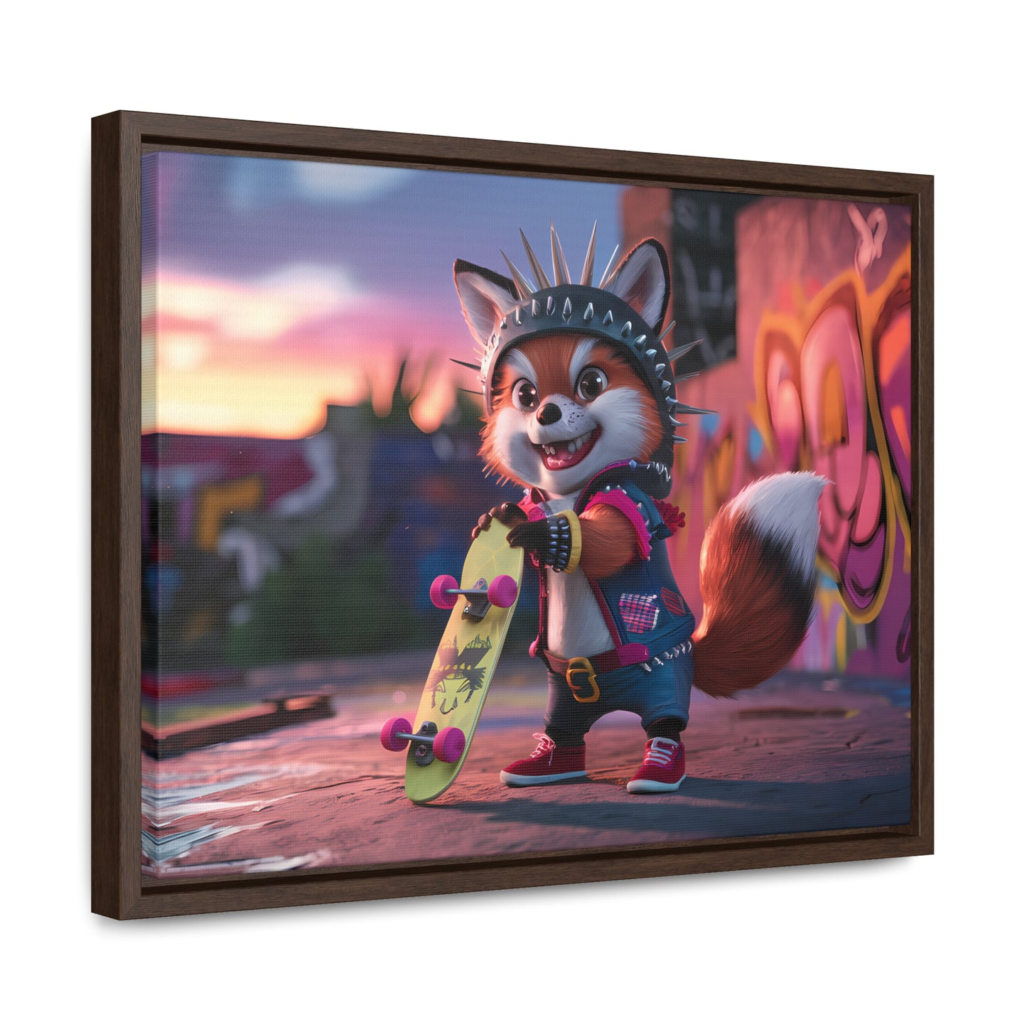 "Punk Skater Fox at Sunset" - Gallery Canvas Wraps, Horizontal Frame