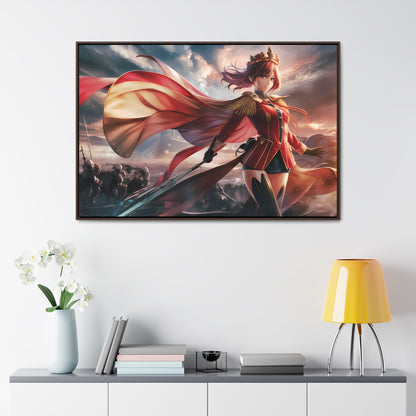 "Crimson Empress: Battle's Edge" - Gallery Canvas Wraps, Horizontal Frame