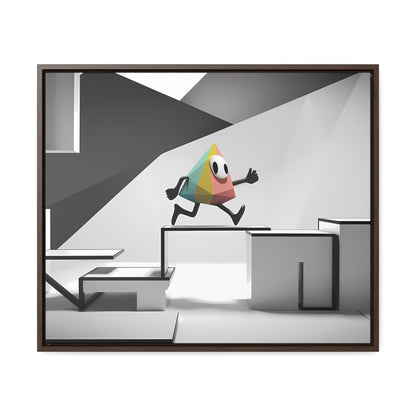 Geometric Adventure in Monochrome World - Gallery Canvas Wraps, Horizontal Frame