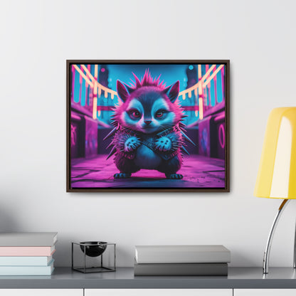 Punk Hedgehog in Neon City - Gallery Canvas Wraps, Horizontal Frame