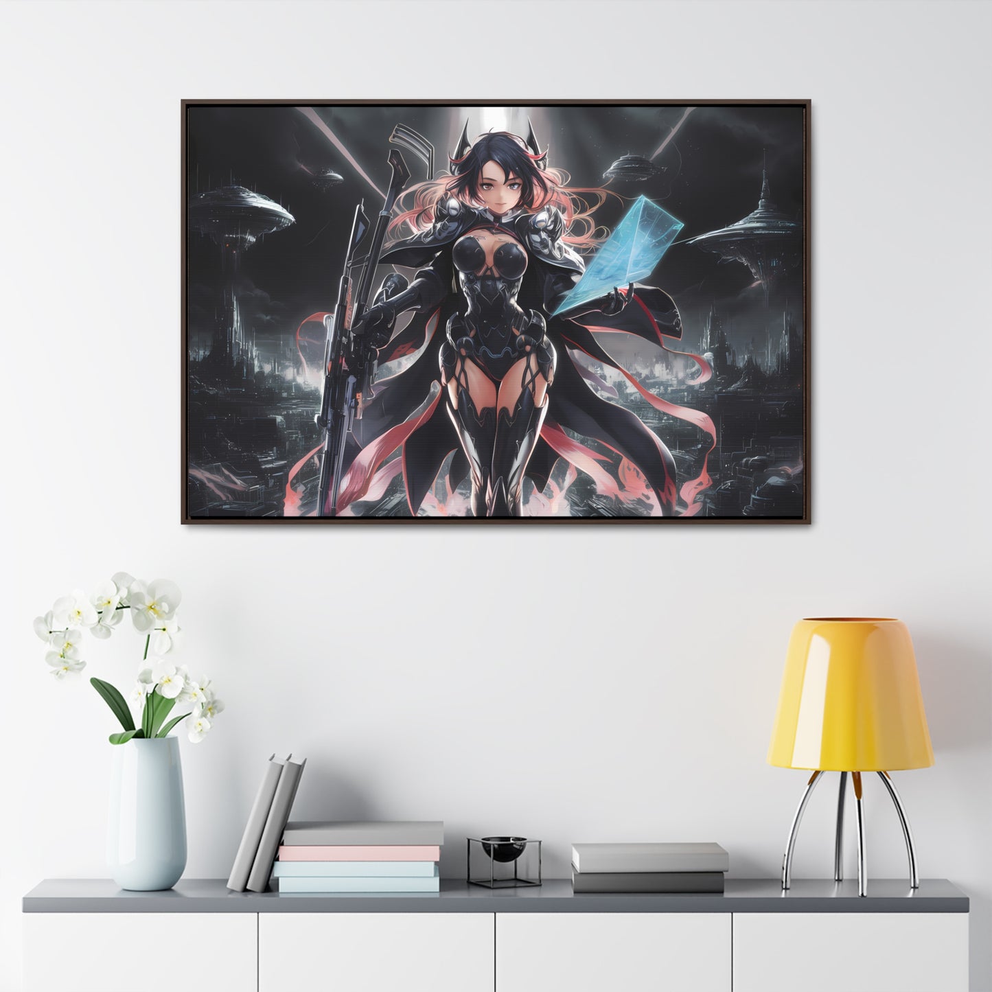 The Sentinel of Neon Skies - Gallery Canvas Wraps, Horizontal Frame