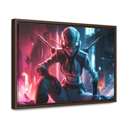 Cybernetic Valkyrie: Neon Enforcer - Gallery Canvas Wraps, Horizontal Frame