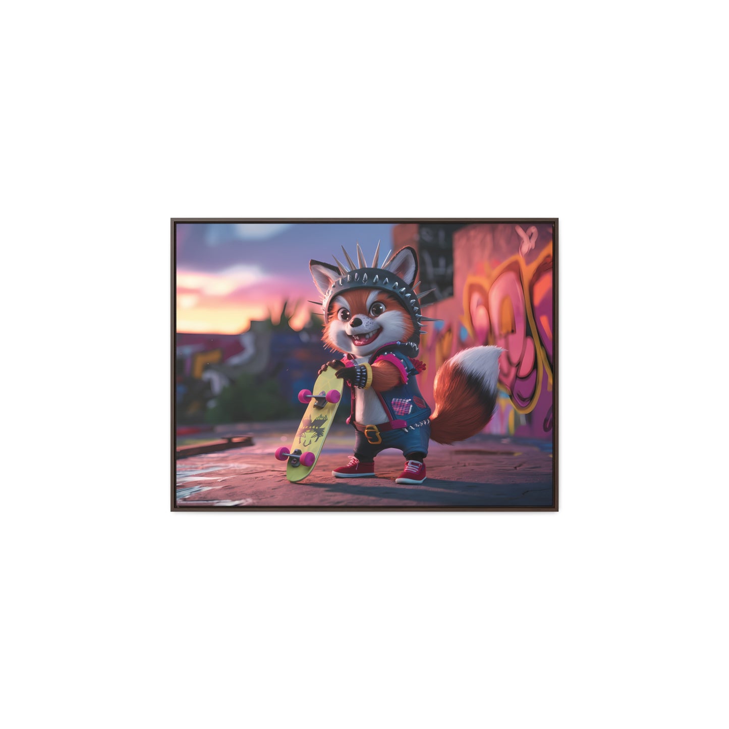 "Punk Skater Fox at Sunset" - Gallery Canvas Wraps, Horizontal Frame