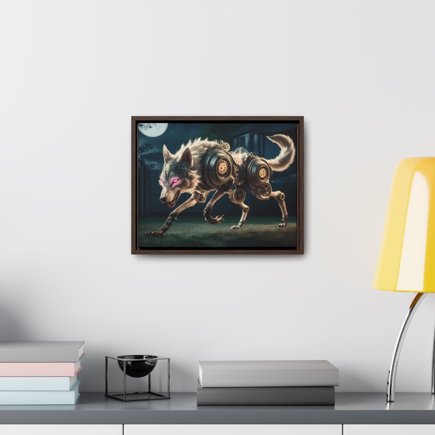 Cyberwolf Under the Moon - Gallery Canvas Wraps, Horizontal Frame