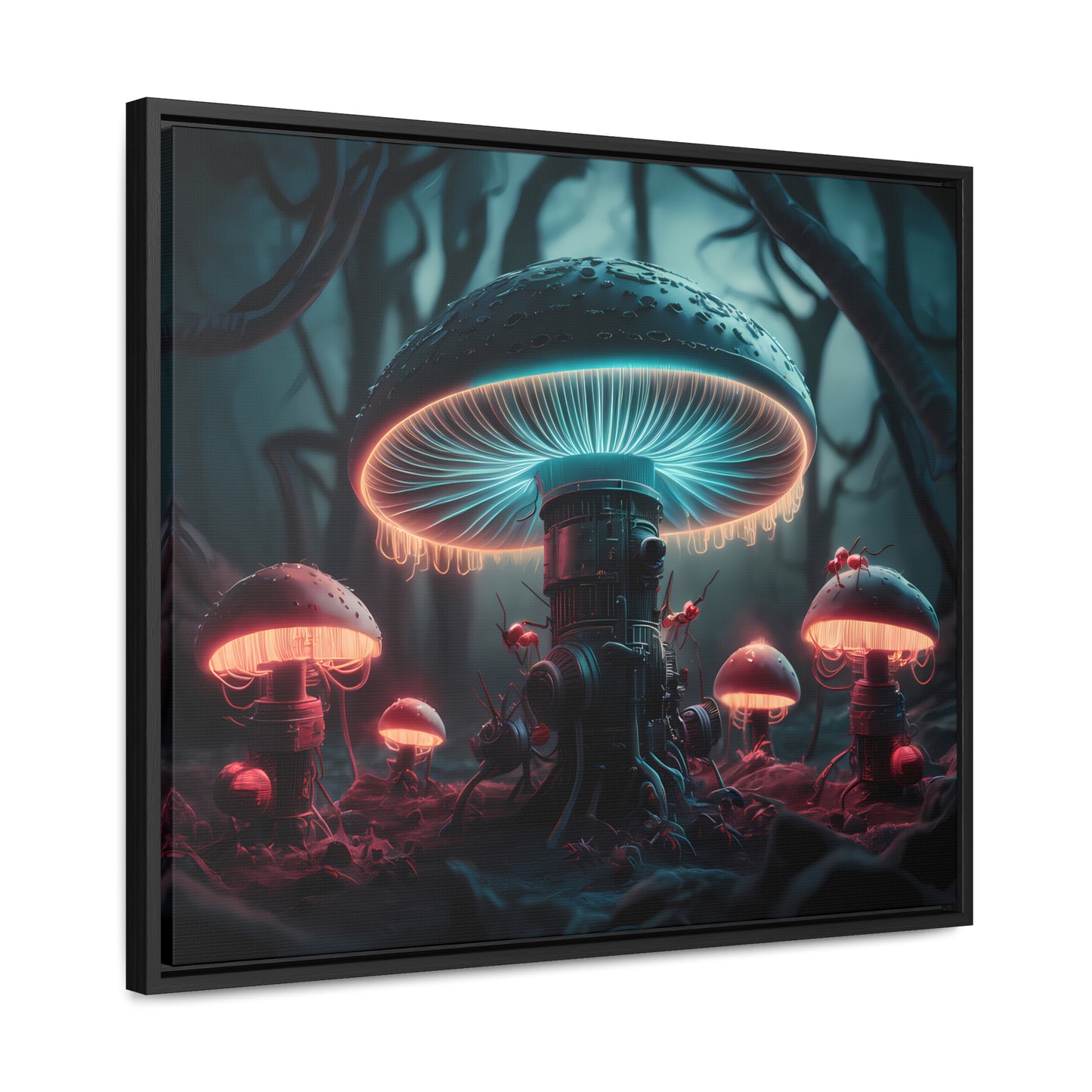 The Bioluminescent Mechanisms of the Neon Forest - Gallery Canvas Wraps, Horizontal Frame