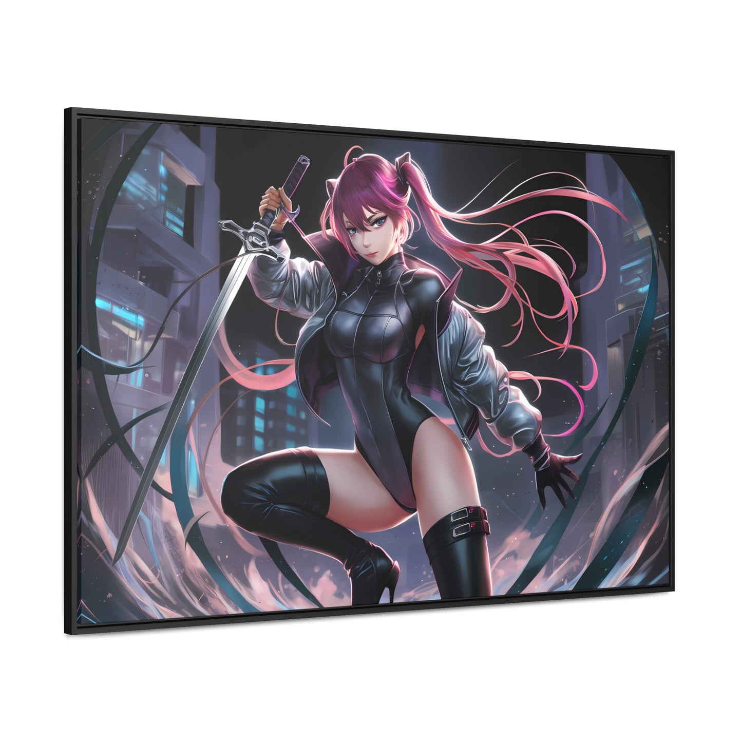 Blade of the Neon Night - Gallery Canvas Wraps, Horizontal Frame