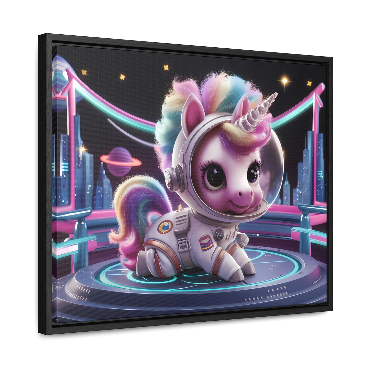 "Galactic Unicorn Explorer" - Gallery Canvas Wraps, Horizontal Frame