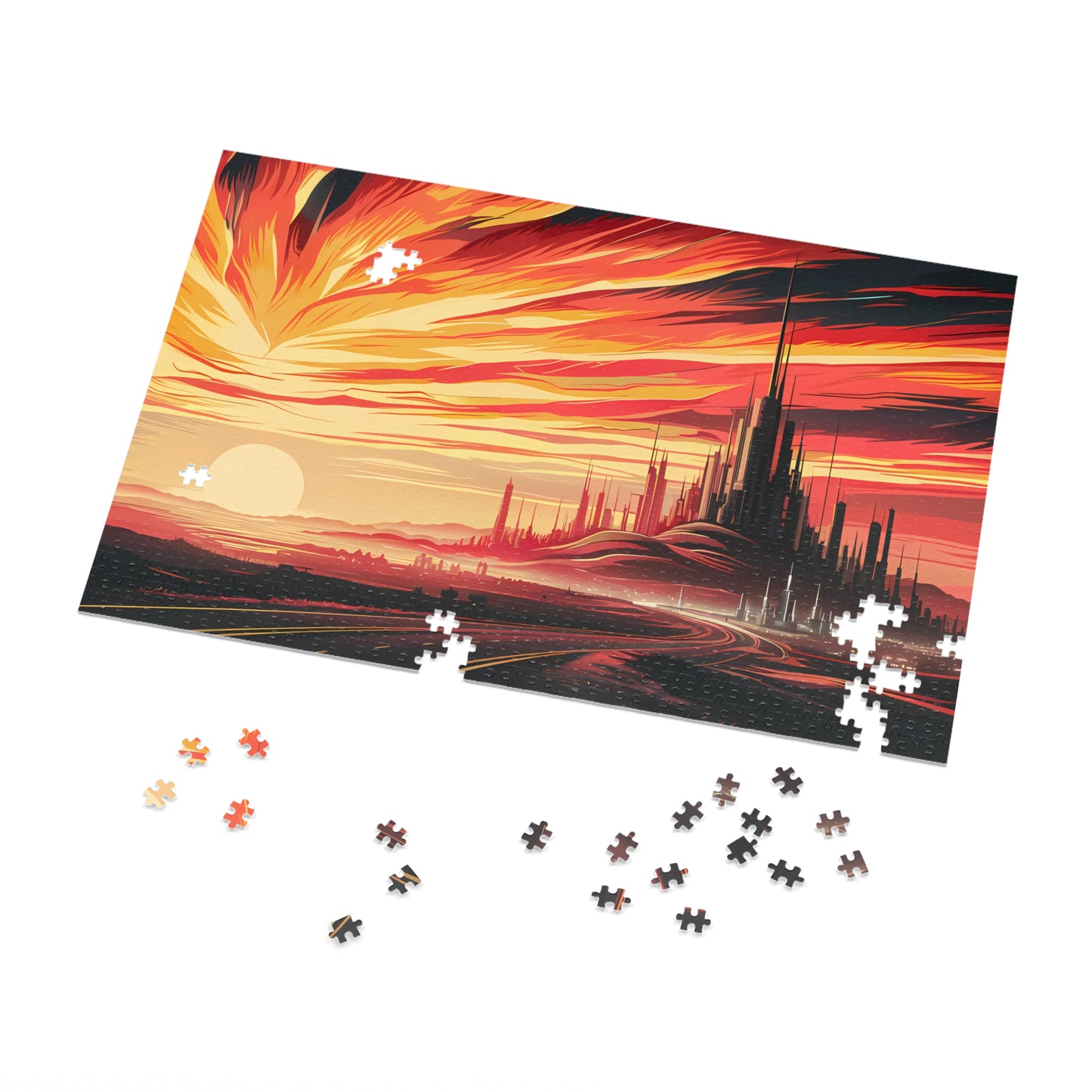 Crimson Horizon: City of the Future - Jigsaw Puzzle (30, 110, 252, 500,1000-Piece)