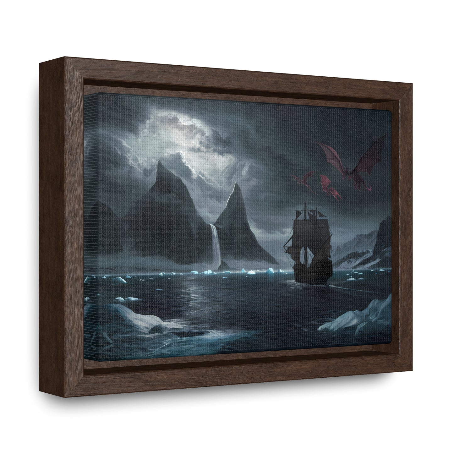 Dragons Over the Frozen Abyss - Gallery Canvas Wraps, Horizontal Frame