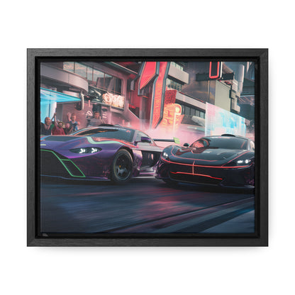 Neon Drift Showdown - Gallery Canvas Wraps, Horizontal Frame