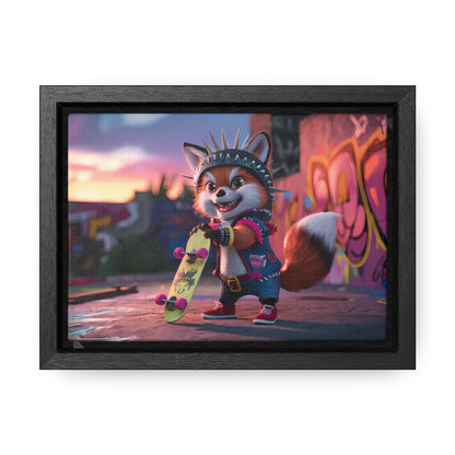 "Punk Skater Fox at Sunset" - Gallery Canvas Wraps, Horizontal Frame