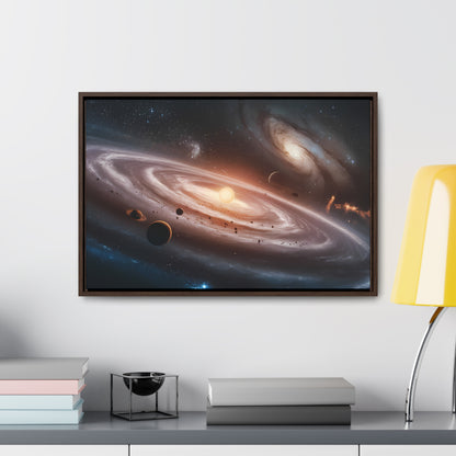 Celestial Symphony: The Dance of Galaxies and Planets - Gallery Canvas Wraps, Horizontal Frame