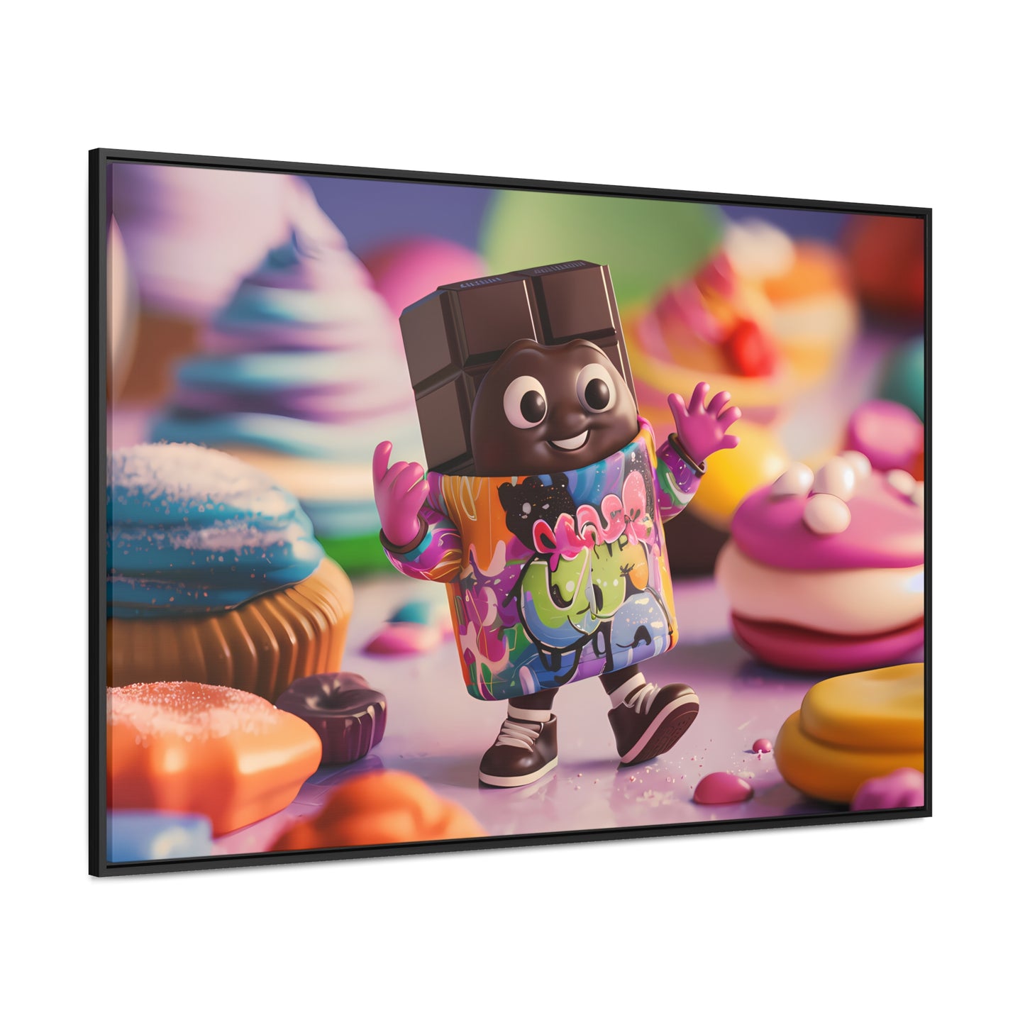 "Choco-Buddy's Sweet Adventure" - Gallery Canvas Wraps, Horizontal Frame