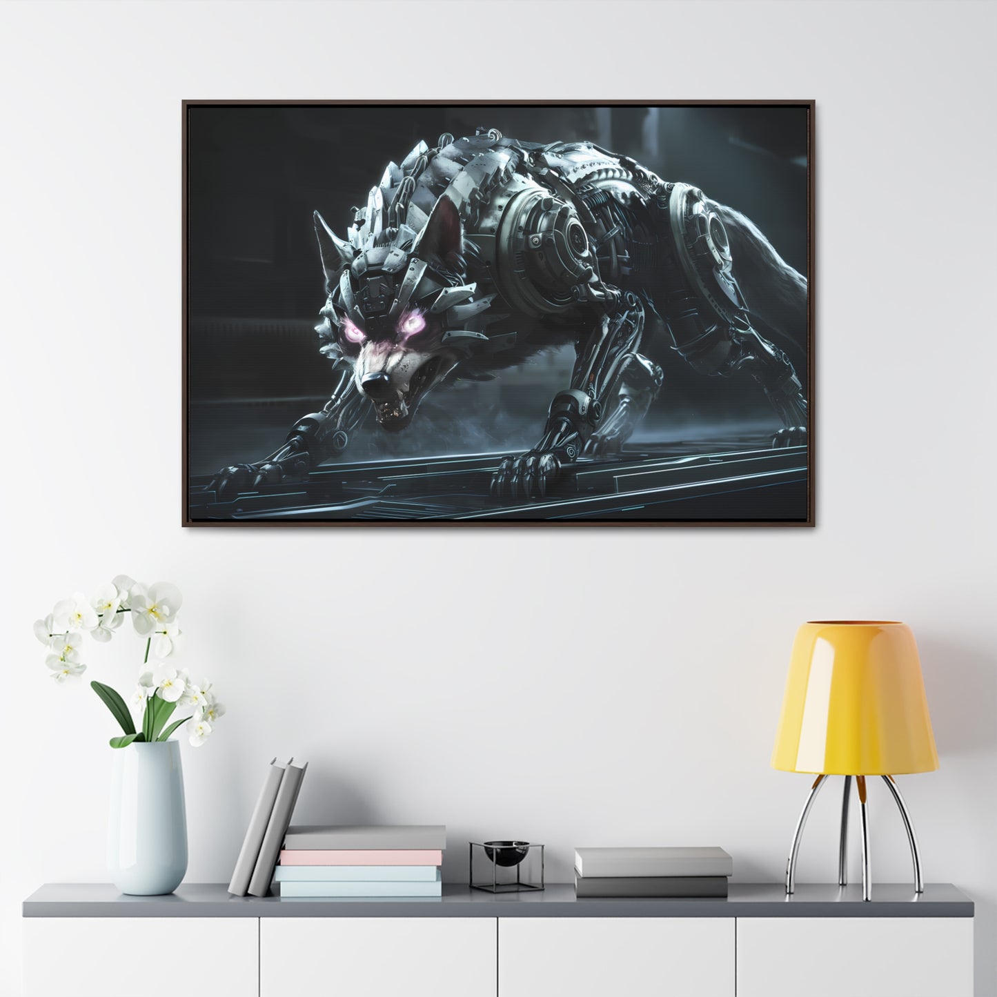 Cybernetic Alpha Wolf - Gallery Canvas Wraps, Horizontal Frame