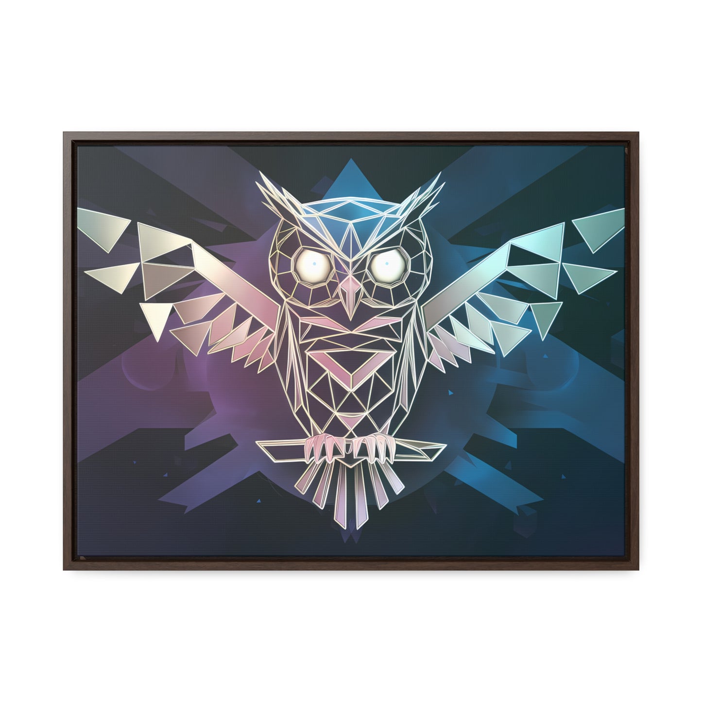 "Geometric Owl of Wisdom" - Gallery Canvas Wraps, Horizontal Frame