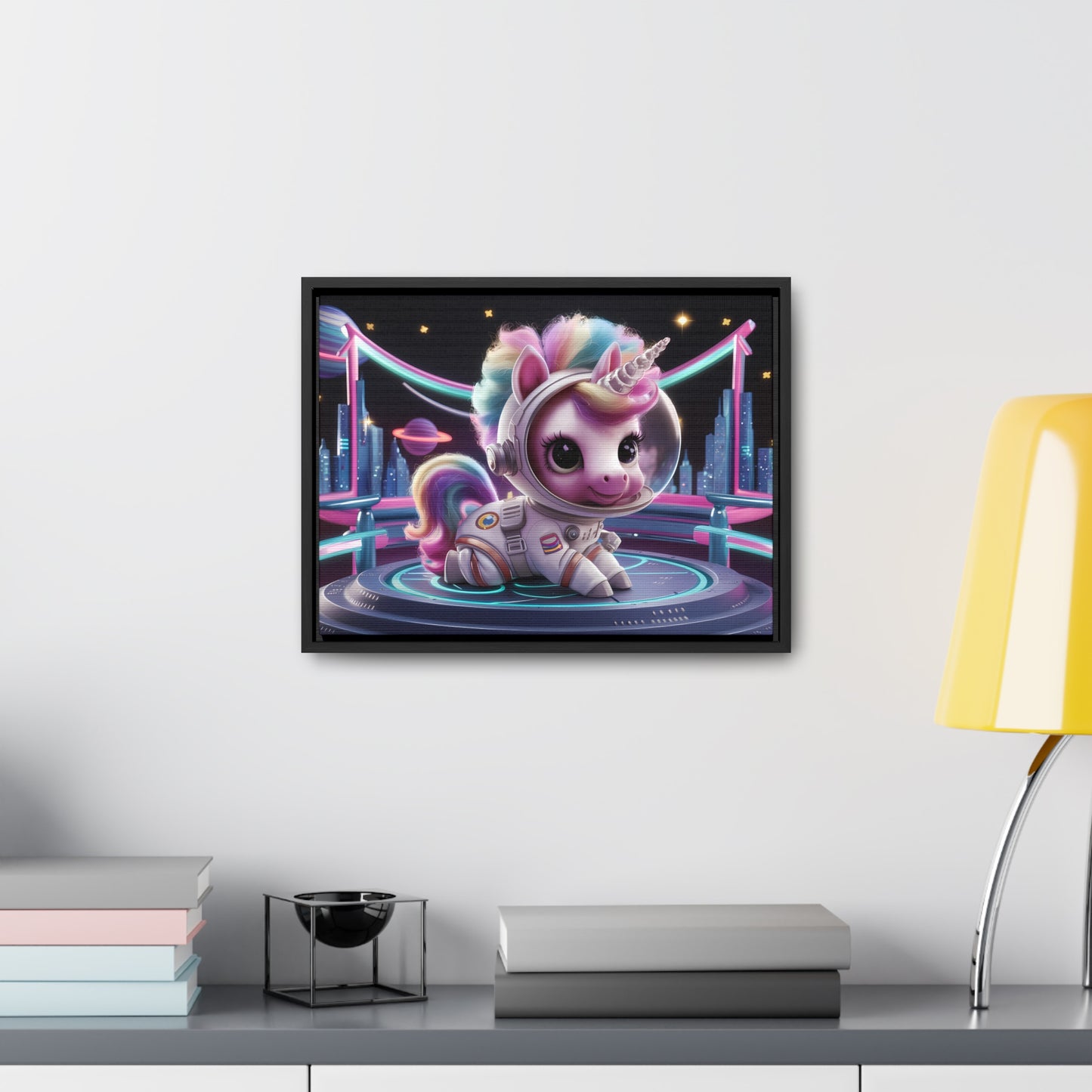 "Galactic Unicorn Explorer" - Gallery Canvas Wraps, Horizontal Frame