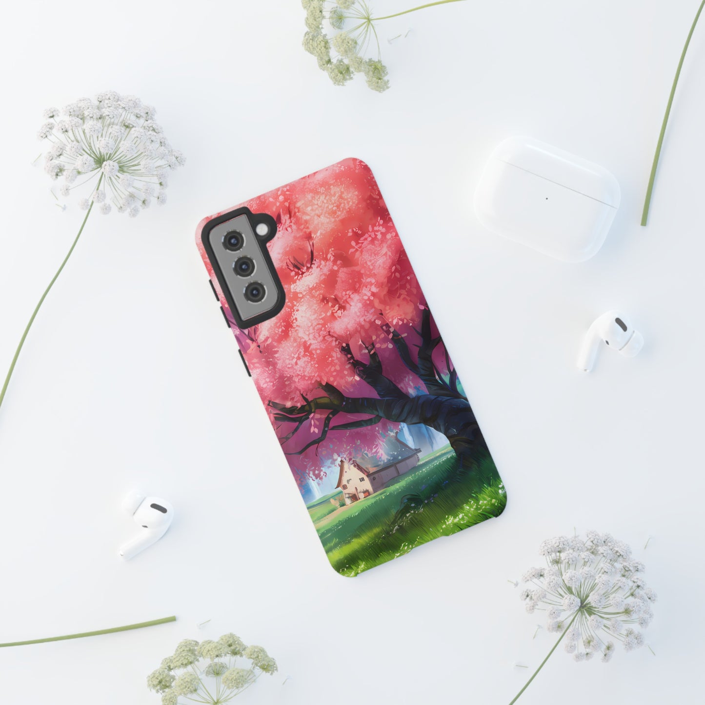 Idyllic Cherry Blossom and a Hut - Smartphone Tough Cases